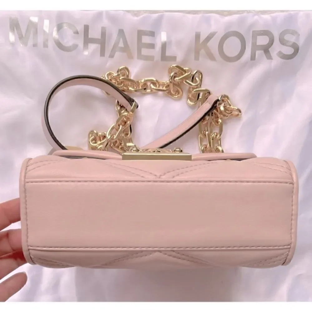 NWT MICHAEL KORS Serena Small Flap Studded Crossbody Bag in Powder Blush